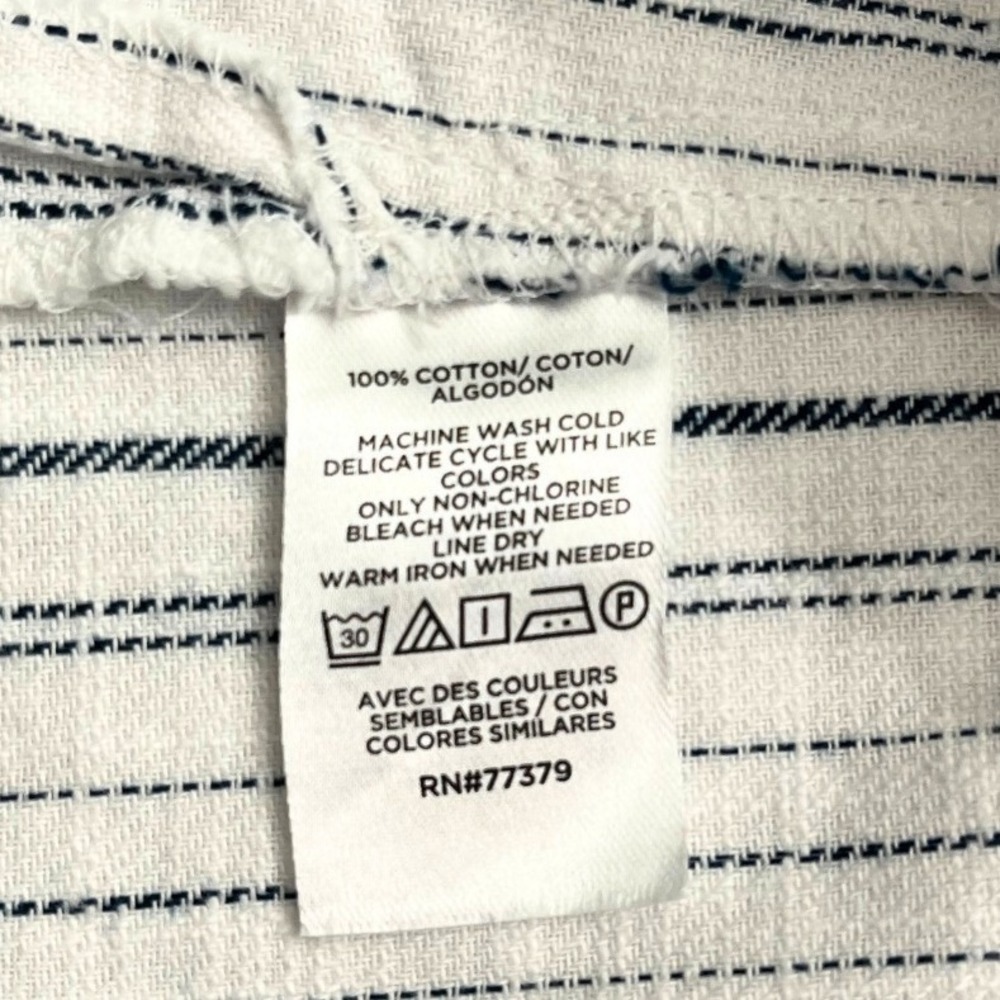 Ann Taylor Factory XS Blue White Striped Shirt Dress Cotton Button Front Casual‎ - Picture 7 of 9